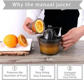 img 2 attached to 🍊 Citrus Juicer, Sunhanny Orange Lemon Manual Hand Squeezer, Anti-Slip Lid Rotation Reamer Lime Press, 17-Ounce Transparent Black Capacity