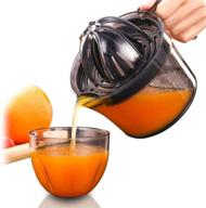 🍊 citrus juicer, sunhanny orange lemon manual hand squeezer, anti-slip lid rotation reamer lime press, 17-ounce transparent black capacity logo