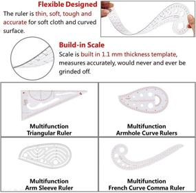 img 3 attached to Sew Ruler Set, Acrux7 Sewing Tool with 4 Style Templates for Dressmaking, Tailoring, Fashion Designing, Pattern Grading, DIY Clothing - Armhole, French Curve, Sew Drawing Template, Metric Ruler Kit