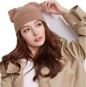 img 3 attached to 🐱 Trendy Winter Warm Cap: Women's Wool-Braided Knit Cat Ear Beanie Hat