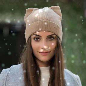 img 2 attached to 🐱 Trendy Winter Warm Cap: Women's Wool-Braided Knit Cat Ear Beanie Hat