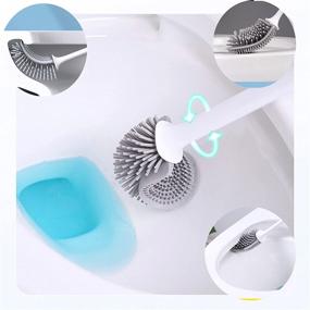 img 3 attached to 🚽 Enhanced Multifunctional Toilet Brush with Flexible Three-in-One Brush Head - Silicone Cleaner for Wall Mounted Toilet, Scrubber for Dead Angle Cleaning - Holder Included (Grey)