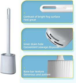 img 1 attached to 🚽 Enhanced Multifunctional Toilet Brush with Flexible Three-in-One Brush Head - Silicone Cleaner for Wall Mounted Toilet, Scrubber for Dead Angle Cleaning - Holder Included (Grey)