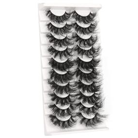 img 2 attached to Dramatic Eyelashes - 10 Pairs, 5 Styles, Fluffy Mink Lashes, Thick & Long, 6D Volume False Eye Lashes - Bulk 22mm Wispy Strip - Fake Eyelashes Pack