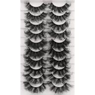 dramatic eyelashes - 10 pairs, 5 styles, fluffy mink lashes, thick & long, 6d volume false eye lashes - bulk 22mm wispy strip - fake eyelashes pack logo