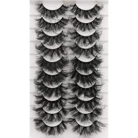 img 4 attached to Dramatic Eyelashes - 10 Pairs, 5 Styles, Fluffy Mink Lashes, Thick & Long, 6D Volume False Eye Lashes - Bulk 22mm Wispy Strip - Fake Eyelashes Pack