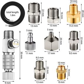 img 3 attached to Универсальный набор адаптеров для аэрографии с быстрым соединением для компрессора и шланга: включает 10 штук адаптеров, женские соединения и плетеный шланг из нейлона.