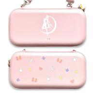 🌙 belugadesign moon switch carrying case - pastel hard travel shell for nintendo switch standard lite oled - cute moon silhouette heart bow design (pink) logo