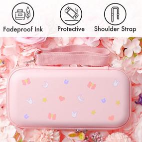 img 1 attached to 🌙 BelugaDesign Moon Switch Carrying Case - Pastel Hard Travel Shell for Nintendo Switch Standard Lite OLED - Cute Moon Silhouette Heart Bow Design (Pink)