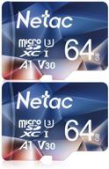 📸 netac micro sd card 64gb 2 packs: high-speed memory cards with 100 mb/s, uhs-1, class 10, sdxc, exfat, v30, a1, 4k, uhd, fhd logo