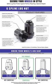 img 1 attached to 🔧 Black 14x1.5 Spline Lug Nuts - Pack of 20, 1.50" Long, Small Diameter, Closed End Cone Seat Acorn, 6 Spline with Key (M14x1.50 Spline)