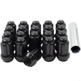 img 4 attached to 🔧 Black 14x1.5 Spline Lug Nuts - Pack of 20, 1.50" Long, Small Diameter, Closed End Cone Seat Acorn, 6 Spline with Key (M14x1.50 Spline)