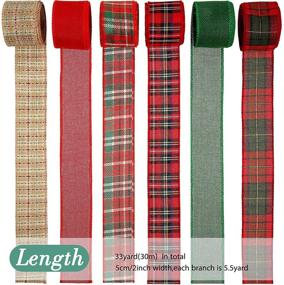 img 3 attached to 🎁 6-Pack 30 Yards Christmas Wired Edge Ribbons - Buffalo Plaid Wrapping Ribbon in Red and Green - Burlap Ribbon for Rustic Crafts and DIY Xmas Present Wrapping - Holiday Home Decor, Wreath, and Xmas Tree - 2 Inch Width