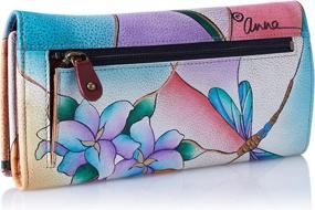 img 3 attached to 👜 Anna by Anuschka: Exquisite Hand Painted Leather Triple Compartment Wallet/Clutch