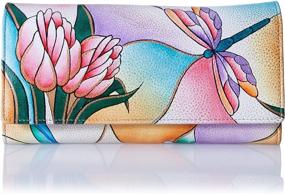 img 4 attached to 👜 Anna by Anuschka: Exquisite Hand Painted Leather Triple Compartment Wallet/Clutch