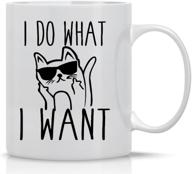 🐱 i do what i want - 11oz ceramic coffee mug - cat lover gifts for women - funny crazy grumpy cat mom or dad - inspirational & sarcastic mug gifts for bosses, employees, family and friends – cbt mugs logo