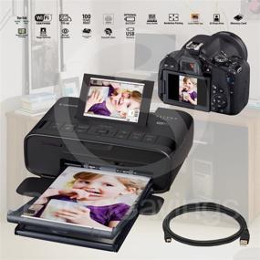 img 1 attached to 🖨️ Black Canon SELPHY CP1300 Compact Photo Printer with WiFi and Accessory Bundle + Canon Color Ink and Paper Set