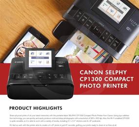 img 3 attached to 🖨️ Black Canon SELPHY CP1300 Compact Photo Printer with WiFi and Accessory Bundle + Canon Color Ink and Paper Set