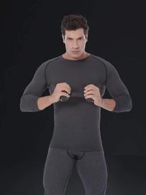 img 1 attached to Men's Long-Sleeve Compression Shirt Base Layer Running Top from SILKWORLD