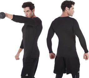 img 3 attached to Men's Long-Sleeve Compression Shirt Base Layer Running Top from SILKWORLD
