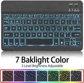 img 3 attached to 🔌 SENGBIRCH Galaxy Tab A 10.1 2019 Keyboard Case - Wireless Backlit Keyboard and Stand in Black