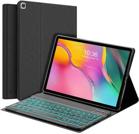 img 4 attached to 🔌 SENGBIRCH Galaxy Tab A 10.1 2019 Keyboard Case - Wireless Backlit Keyboard and Stand in Black