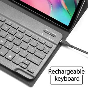 img 1 attached to 🔌 SENGBIRCH Galaxy Tab A 10.1 2019 Keyboard Case - Wireless Backlit Keyboard and Stand in Black