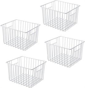 img 4 attached to 📦 Versatile Rustproof Freezer Organizer Bin: Metal Wire Storage Basket with Handles - Suitable for Kitchen, Pantry, Bathroom, Closet, Bedroom, Office - White (Set of 4)