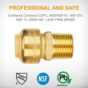 img 2 attached to 🚰 SUNGATOR Straight Connector Plumbing Fitting, Male Adapter 1/2 Inch by 1/2 Inch Push Fit PEX Fittings with Disconnect Clip, Push-to-Connect Copper, CPVC, Lead-Free Brass Pipe Fittings for Efficient Plumbing – 2-Pack