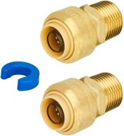 🚰 sungator straight connector plumbing fitting, male adapter 1/2 inch by 1/2 inch push fit pex fittings with disconnect clip, push-to-connect copper, cpvc, lead-free brass pipe fittings for efficient plumbing – 2-pack логотип