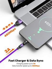 img 1 attached to 🔌 540 Degree Magnetic Charging Cable: AUFU 3Pack-6.6ft Nylon Braided USB Cord for Fast Charging & Data Sync - Micro USB Type C Compatible