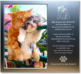 img 4 attached to JOEZITON Cat Memorial Gift: Personalized Metal Picture Frame 4x6 for Loss of Cats