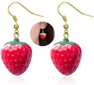 3d acrylic fruit strawberry earrings for women - cute stereoscopic red strawberry drop earrings logo