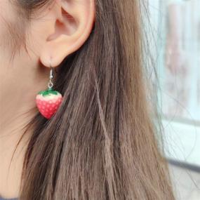 img 2 attached to 3D Acrylic Fruit Strawberry Earrings for Women - Cute Stereoscopic Red Strawberry Drop Earrings