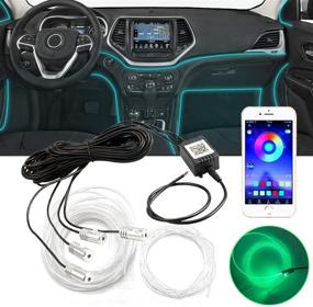 img 4 attached to 🚗 XTAUTO Полоска светодиода для салона автомобиля: мультицветные RGB неоновые атмосферные огни на 16 миллионов цветов, наборы 4 в 1 для окружающего освещения, оптоволоконный провод длиной 19,6 фута, функция активации по звуку и управление через приложение Bluetooth.