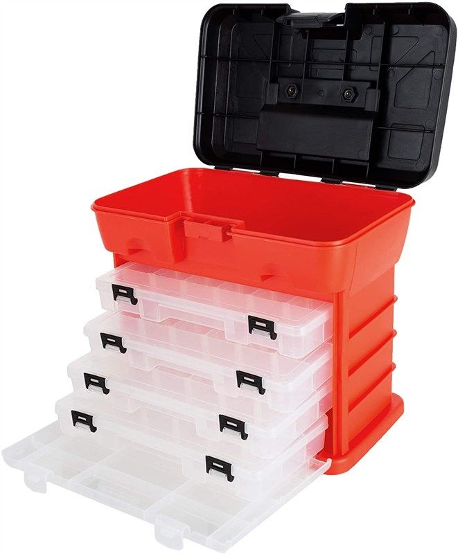 📦 BLACK+DECKER Plastic Organizer Box with Dividers, Screw…