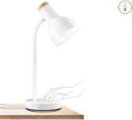 💡 adjustable gooseneck led desk lamp, white 7w e26 touch control with eye-caring wood design - ideal for girls, kids, home office, bedroom, college dorm – amezin modern metal table lamp логотип