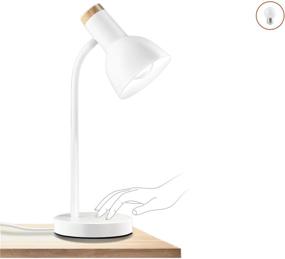 img 4 attached to 💡 Adjustable Gooseneck LED Desk Lamp, White 7W E26 Touch Control with Eye-Caring Wood Design - Ideal for Girls, Kids, Home Office, Bedroom, College Dorm – AMEZIN Modern Metal Table Lamp