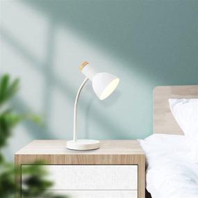 img 3 attached to 💡 Adjustable Gooseneck LED Desk Lamp, White 7W E26 Touch Control with Eye-Caring Wood Design - Ideal for Girls, Kids, Home Office, Bedroom, College Dorm – AMEZIN Modern Metal Table Lamp