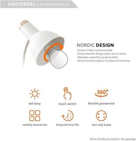 img 1 attached to 💡 Adjustable Gooseneck LED Desk Lamp, White 7W E26 Touch Control with Eye-Caring Wood Design - Ideal for Girls, Kids, Home Office, Bedroom, College Dorm – AMEZIN Modern Metal Table Lamp