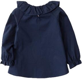 img 3 attached to Lotus Leaf Collar Long Sleeve Cotton Blouse for Girls, 2-7 Years