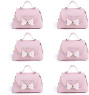 cheeseandu exquisite simple bowknot handbag - 6pack, pink leather gift bag with white bow decor - beautiful wedding candy box & birthday party favor boxes - 5.1x3.15 logo