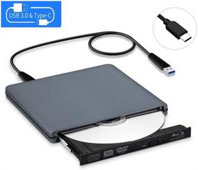 img 2 attached to 💿 Внешний Blu-Ray привод USB3.0 и Type-C из алюминия: портативный узкий считыватель для дисков 100GB 128GB BD DVD, 3D 6x записывающее устройство (серый)