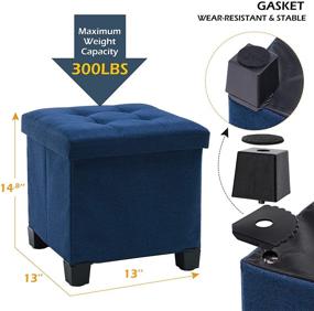 img 2 attached to 🔵 Apicizon 13-Inch Blue Storage Ottoman Cube with Tray and Foldable Foot Stool - Living Room and Bedroom Storage Boxes with 4 Plastic Legs