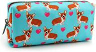 lparkin kawaii corgi dogs: large capacity cute gadget canvas pencil case for stationery & cosmetics logo