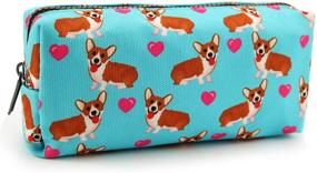 img 4 attached to LParkin Kawaii Corgi Dogs: Large Capacity Cute Gadget Canvas Pencil Case for Stationery & Cosmetics