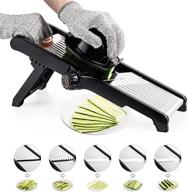 🥔 mandoline slicer: adjustable blade vegatable cutter and potato chip fry cutter - kitchen chopper with safety gloves logo