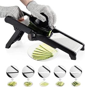 img 4 attached to 🥔 Mandoline Slicer: Adjustable Blade Vegatable Cutter and Potato Chip Fry Cutter - Kitchen Chopper with Safety Gloves