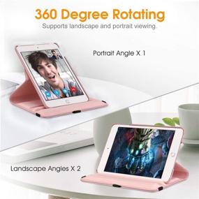 img 2 attached to 🌷 Fintie iPad Mini 5/4 Case - 360 Degree Rotating Stand Cover, Auto Sleep/Wake, Rose Gold