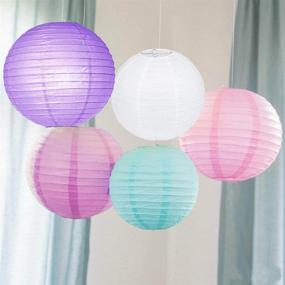 img 2 attached to 🦄 Enchanting Mermaid Unicorn Pastel Party Supplies & Decorations: Purple, Aqua, Pink, and White Set for Girls Birthday & Baby Shower - Unicorn Balloons, Tissue Pom Poms, Paper Lantern, Honey Comb Balls Pack